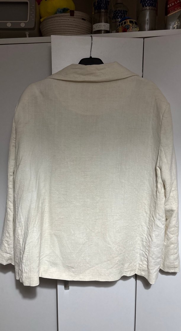 Bej Keten Kadın Blazer Ceket - Görsel 3