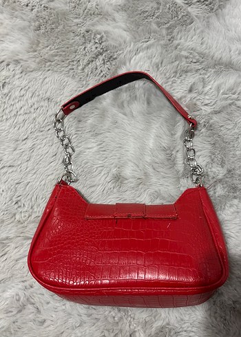 Kırmızı Parlak Yılan Desenli Rock Punk Çanta - Görsel 3