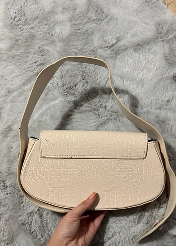 Bej Yılan Desenli Deri Kadın Çanta - Görsel 2