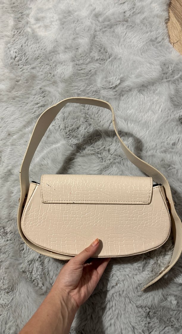 Bej Yılan Desenli Deri Kadın Çanta - Görsel 2