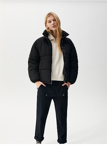 s Beden Pull And Bear Siyah Şişme Mont