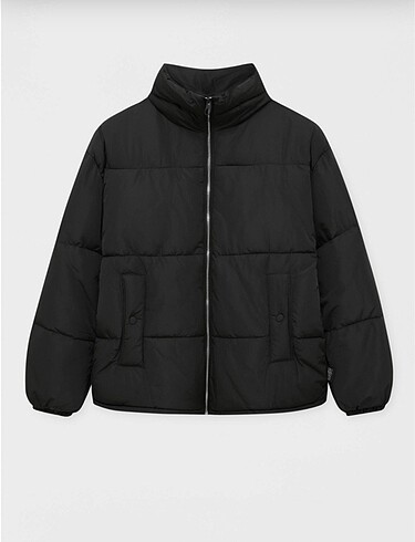 s Beden siyah Renk Pull And Bear Siyah Şişme Mont