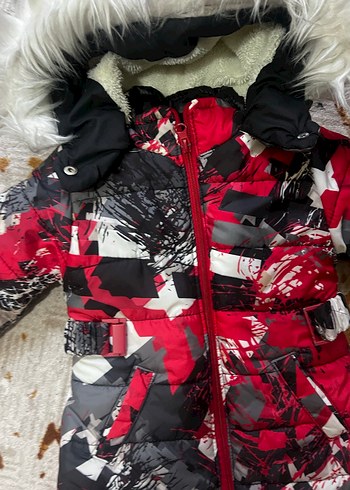 Kırmızı Kapüşonlu Kürklü Erkek -kız Çocuk Mont - Görsel 2
