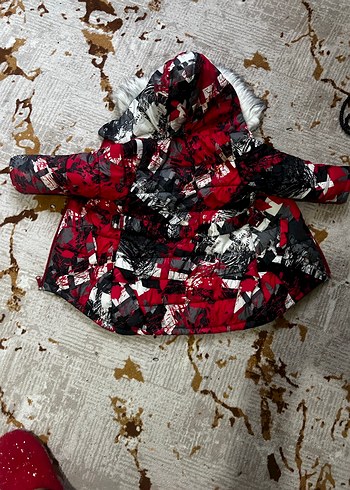 Kırmızı Kapüşonlu Kürklü Erkek -kız Çocuk Mont - Görsel 6