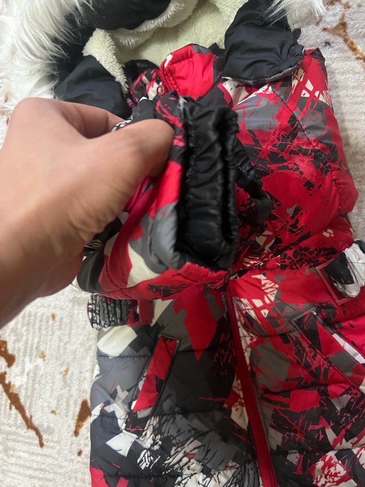 Kırmızı Kapüşonlu Kürklü Erkek -kız Çocuk Mont - Görsel 3