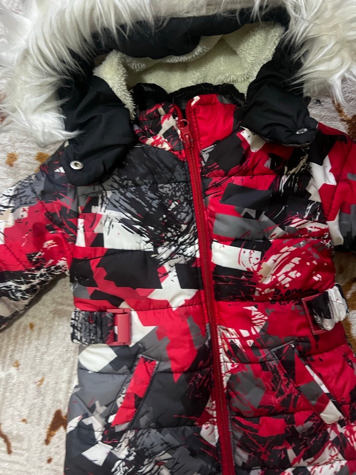 Kırmızı Kapüşonlu Kürklü Erkek -kız Çocuk Mont - Görsel 2