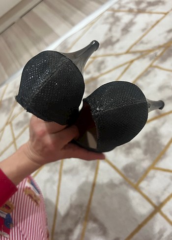 Siyah Simli Yılan Desenli Stiletto - Görsel 2