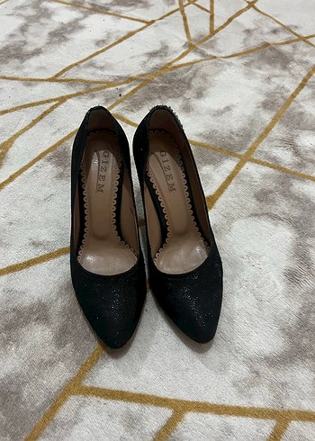 Siyah Simli Yılan Desenli Stiletto - Görsel 8