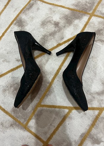 Siyah Simli Yılan Desenli Stiletto - Görsel 6