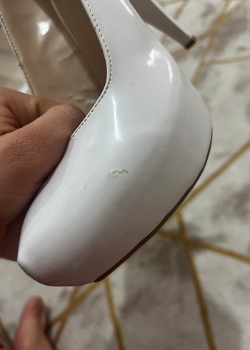 Beyaz Rugan Kadın Stiletto Topuklu Ayakkabı - Görsel 8