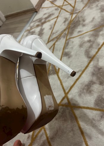 Beyaz Rugan Kadın Stiletto Topuklu Ayakkabı - Görsel 7