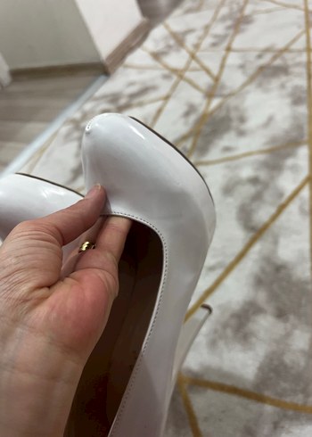 Beyaz Rugan Kadın Stiletto Topuklu Ayakkabı - Görsel 9