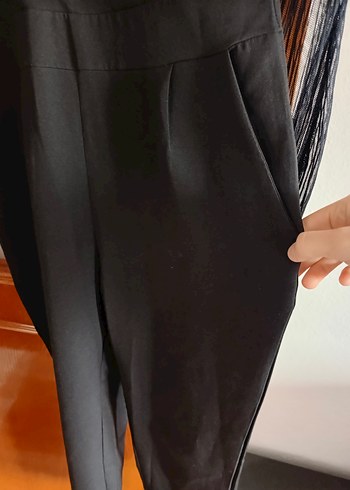 Siyah Uzun Kollu Drapeli Tulum - Görsel 6