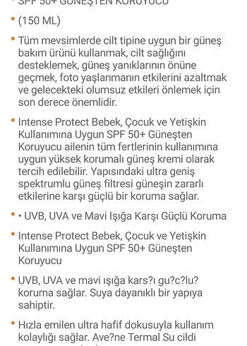 Beden Renk Avène Intense Protect SPF 50+ Koruyucu
