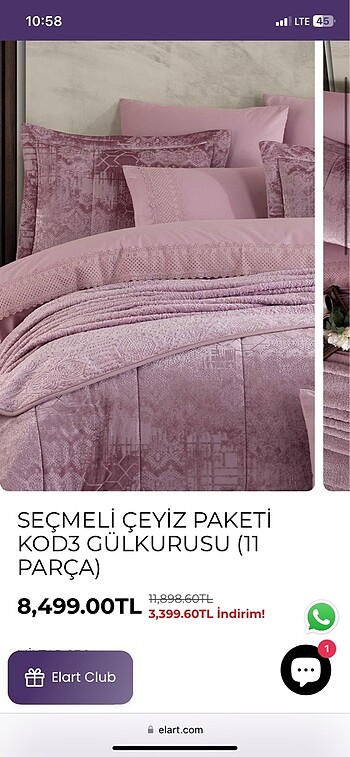 Elart 11 parça çeyiz paketi