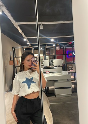 Yıldız desen oversize tişört