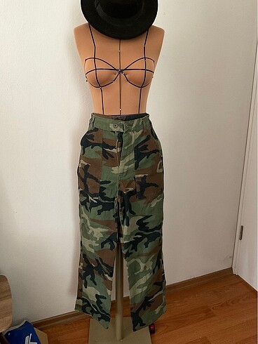 Askeri desen denim pantolon