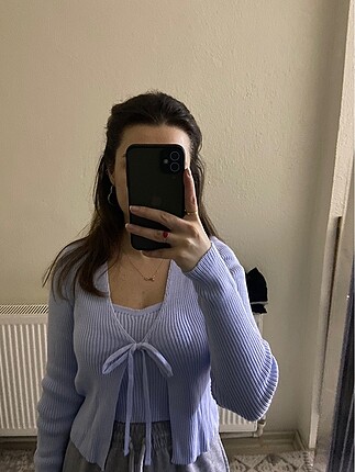 xs Beden Trendyolmilla mavi hırka bluz takım