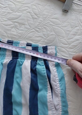 Mavi Çizgili Pliseli Erkek Mini Şort - Görsel 5