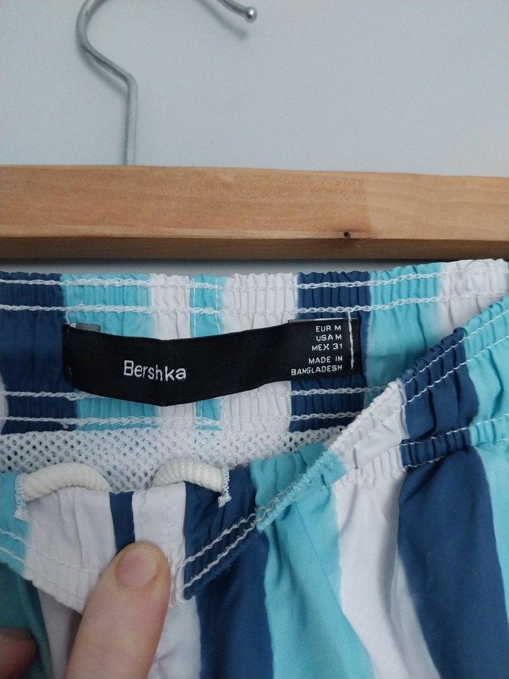 Mavi Çizgili Pliseli Erkek Mini Şort - Görsel 2