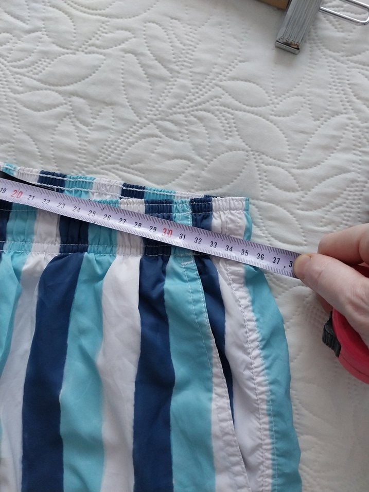 Mavi Çizgili Pliseli Erkek Mini Şort - Görsel 5