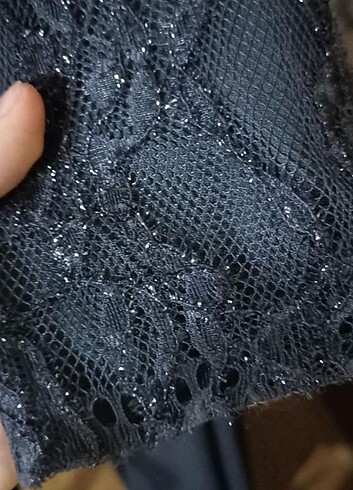 xl Beden gri Renk Dantel Detaylı Abiye