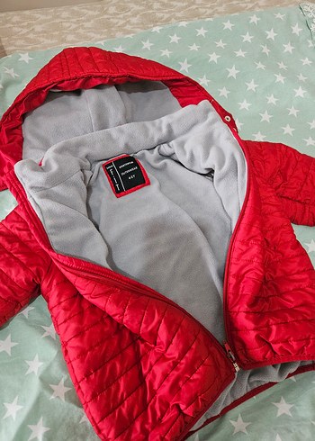 çocuk Kırmızı Fermuarlı Mont - Görsel 2