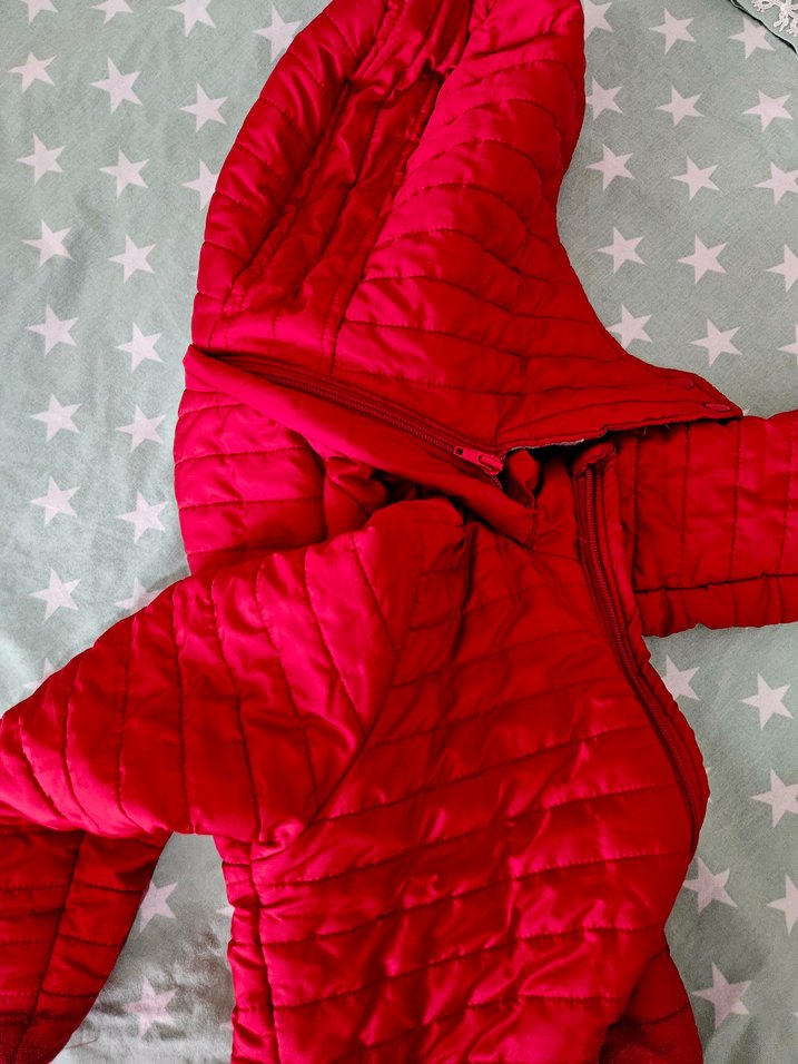 çocuk Kırmızı Fermuarlı Mont - Görsel 4