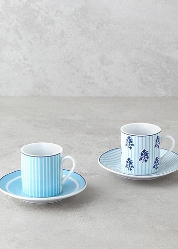 English Home Pastel Mavi Porselen Kahve Fincan Takımı - Görsel 2