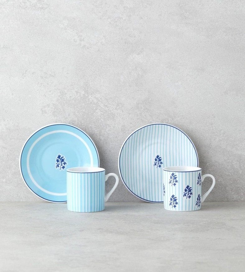English Home Pastel Mavi Porselen Kahve Fincan Takımı - Görsel 3