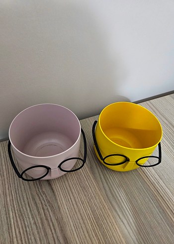 Sarı ve Lila Gözlüklü Dekoratif Saksı veya Kalemlik - Görsel 3