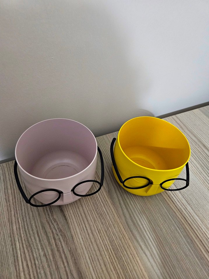 Sarı ve Lila Gözlüklü Dekoratif Saksı veya Kalemlik - Görsel 3