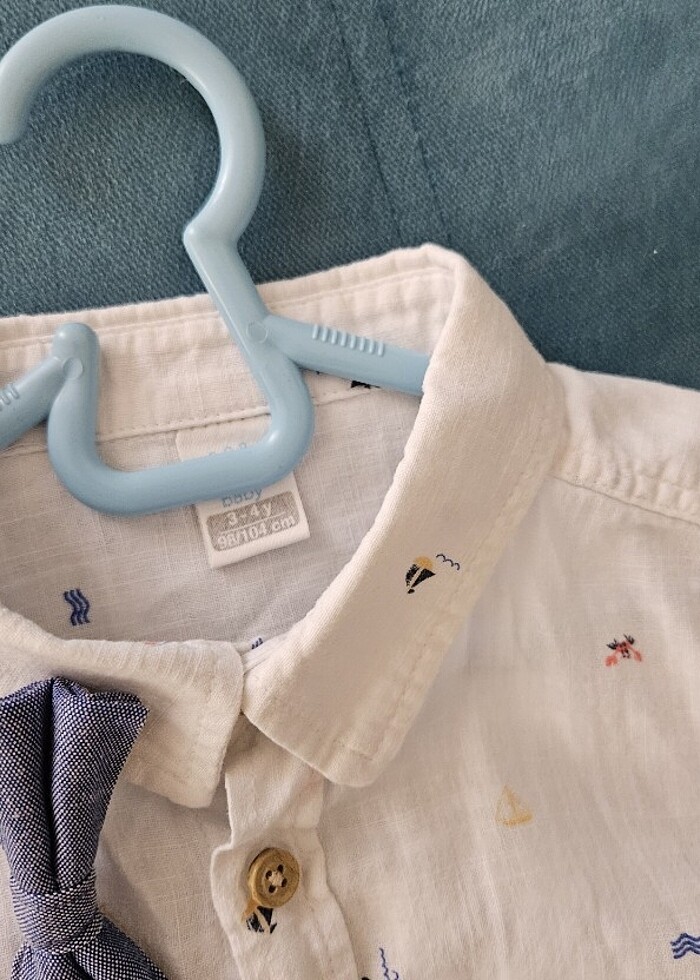 Papyonlu kısa kollu gömlek - Görsel 2