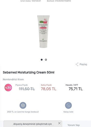  Beden SEBAMED NEMLENDİRİCİ KREM