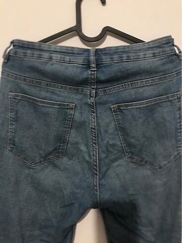 38 Beden Yırtıklı kot denim yüksek bel skinny