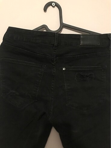 38 Beden Siyah kot yırtıklı yüksek bel skinny