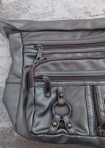 Gri Fermuarlı Kadın Çanta - Görsel 2