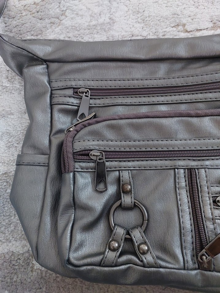 Gri Fermuarlı Kadın Çanta - Görsel 2