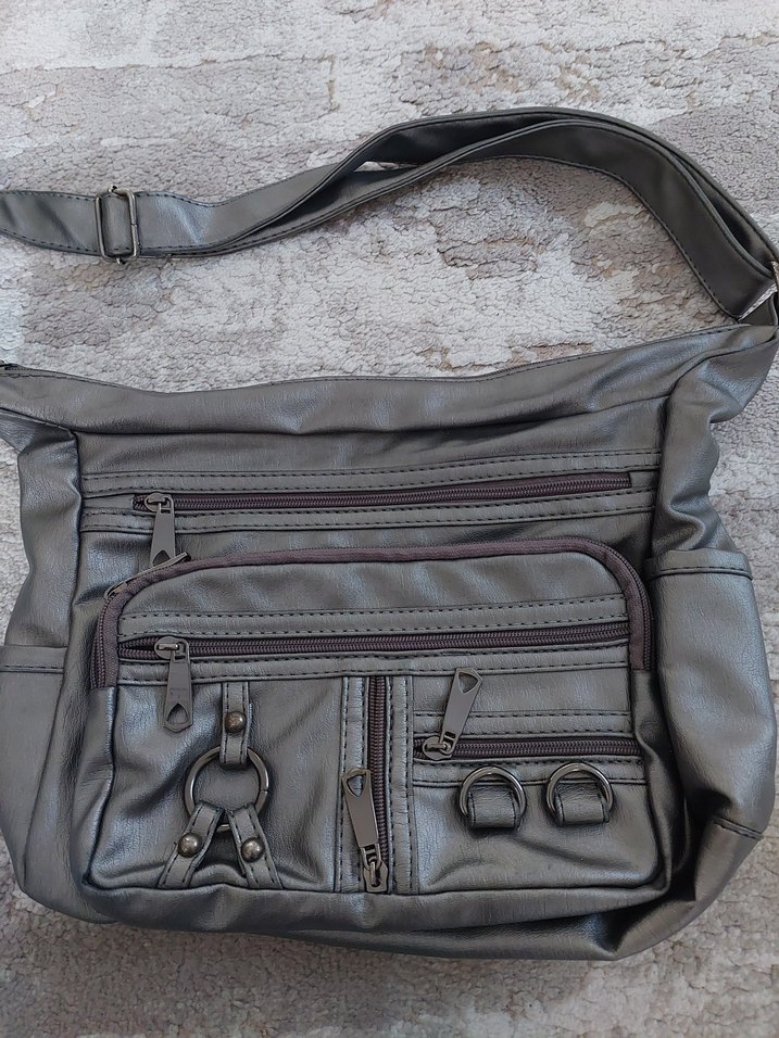 Gri Fermuarlı Kadın Çanta - Görsel 3