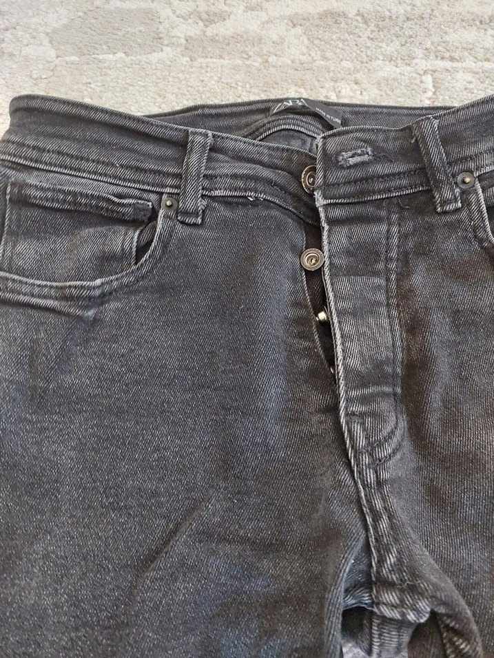 Gri Erkek dar Kesim Kot Pantolon - Görsel 3