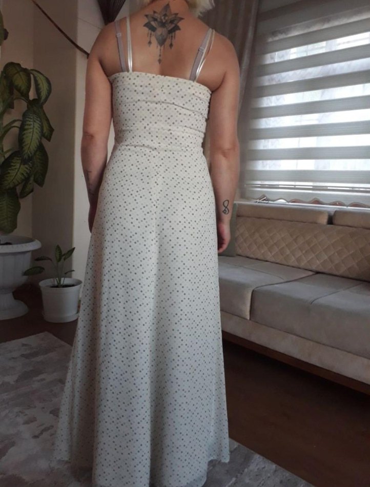 İpek Uzun Askılı Elbise - Görsel 3