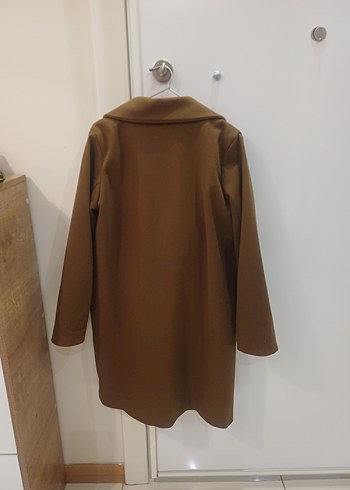 Düğmeli Kahverengi Midi Kadın Kaban - Görsel 3