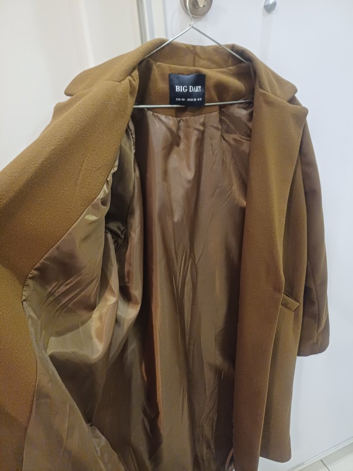 Düğmeli Kahverengi Midi Kadın Kaban - Görsel 4