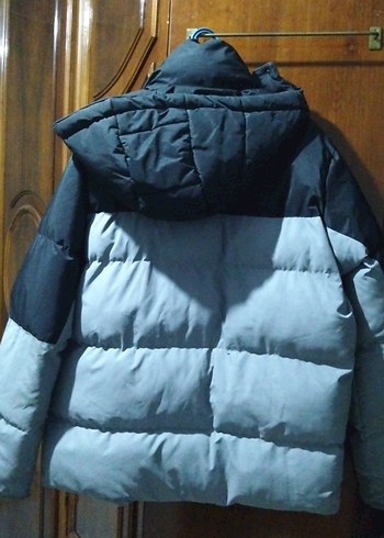 Gri erkek Puff Mont - Görsel 3