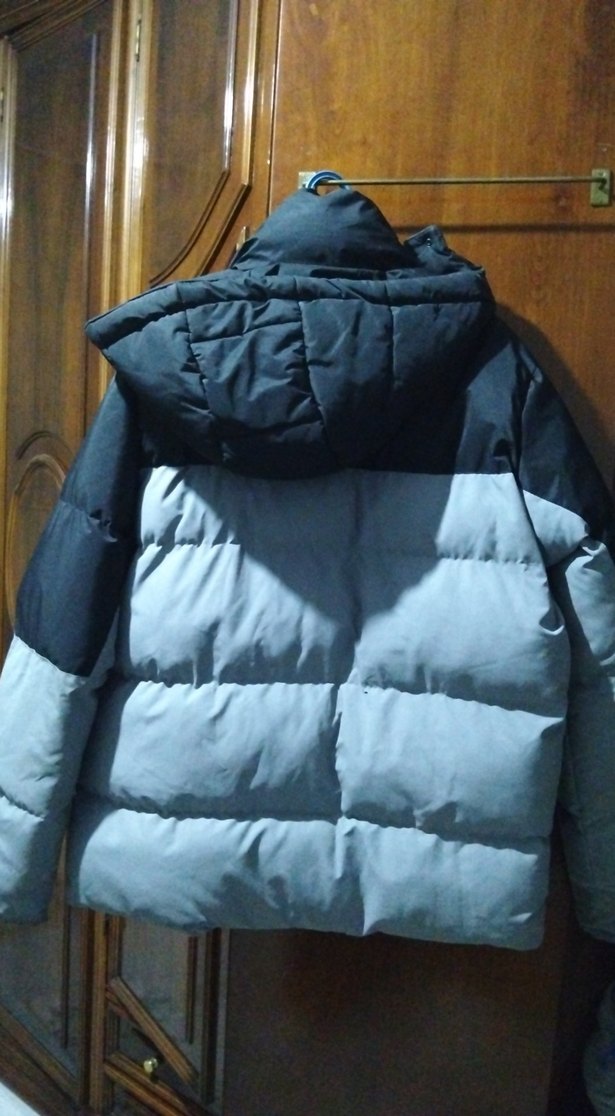 Gri erkek Puff Mont - Görsel 3