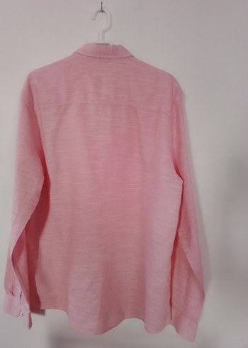 Pembe Keten Uzun Kollu Erkek Gömlek - Görsel 4