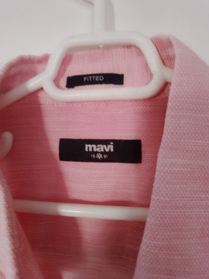 Pembe Keten Uzun Kollu Erkek Gömlek - Görsel 2