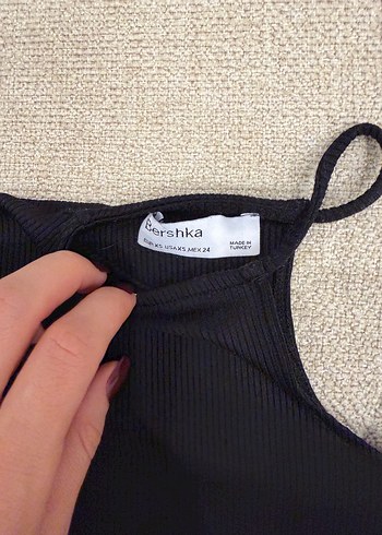 Bershka Siyah Fitilli İnce Askili Ust