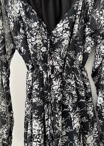 Uzun Kollu Siyah Bohem Uzun Elbise - Görsel 3