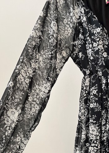 Uzun Kollu Siyah Bohem Uzun Elbise - Görsel 2